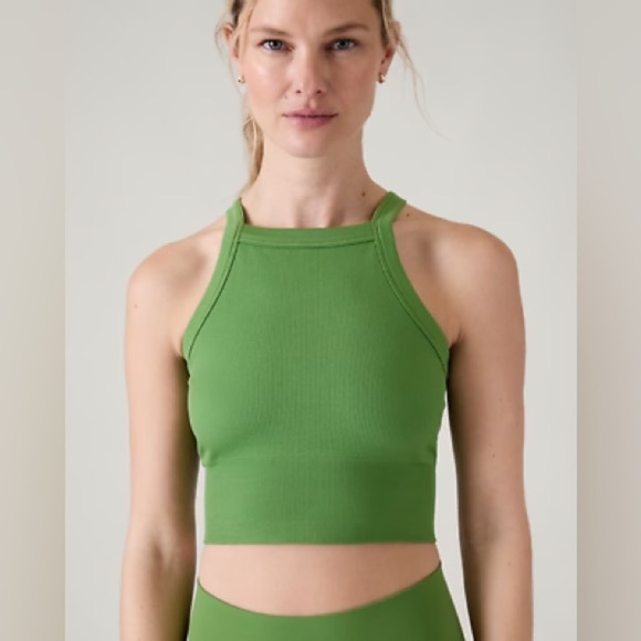 *NWOT* ATHLETA Aurora Seamless High Neck V-Back Tank - Baja Green - Picture 2 of 5